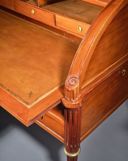 Mahogany cylinder-style secretary desk (on...