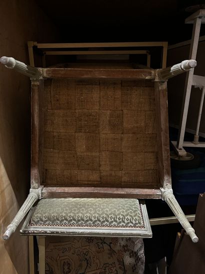 Pair of molded and painted beechwood armchairs...