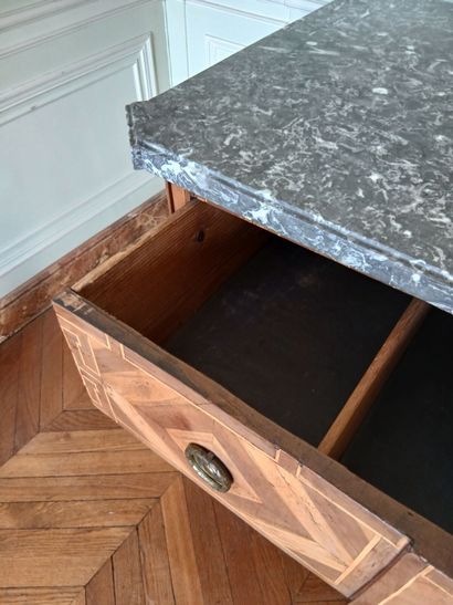 Center-recessed veneered wood chest of drawers...