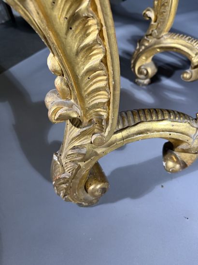 Gilded wooden console table with openwork...