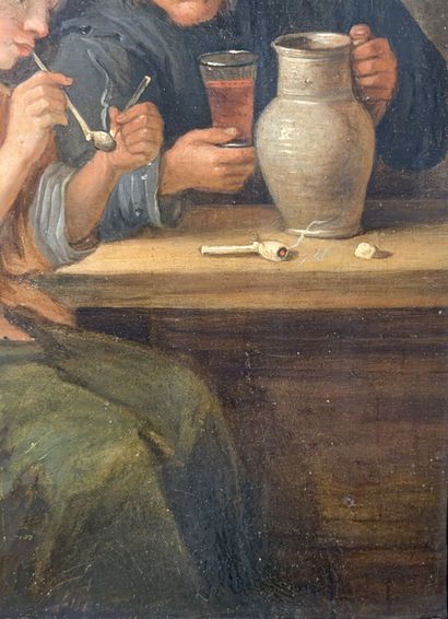 Suiveur de TENIERS 
Scène de taverne 
Panneau,...