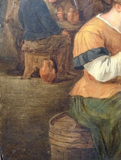 Suiveur de TENIERS 
Scène de taverne 
Panneau,...