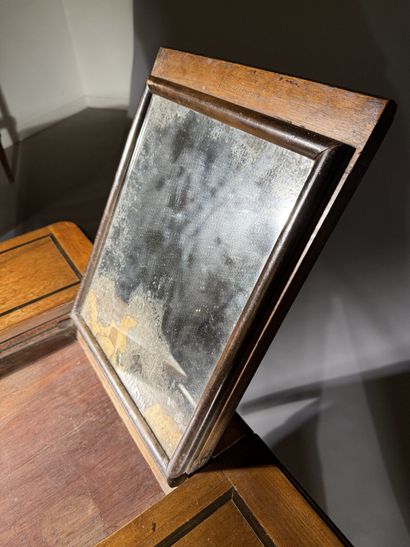 Vanity table in walnut and blackened wood,...