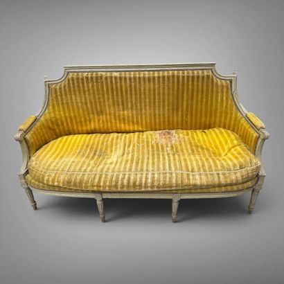 A set of six armchairs and one sofa, made...