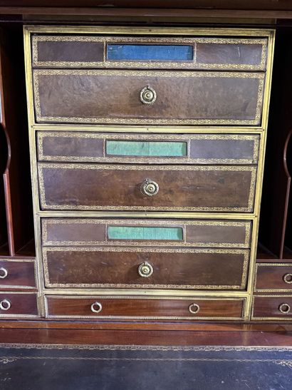 Mahogany and gilded bronze drop-leaf desk,...