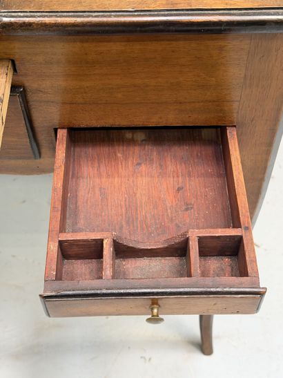 Vanity table in walnut and blackened wood,...