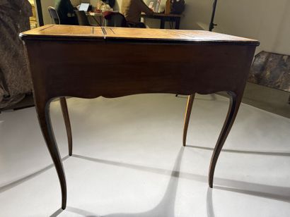Vanity table in walnut and blackened wood,...