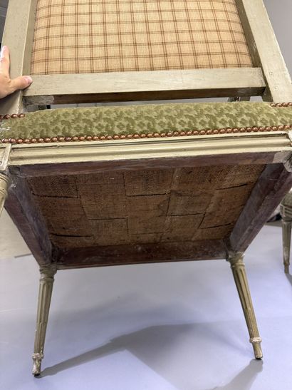 Pair of molded and painted beechwood armchairs...