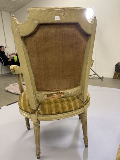 A set of six armchairs and one sofa, made...