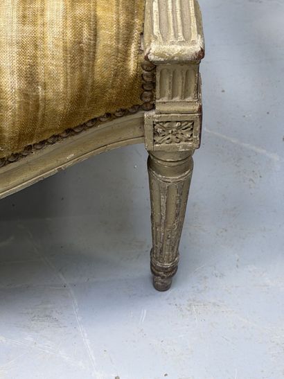 A set of six armchairs and one sofa, made...