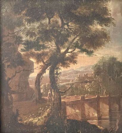 École flamande, vers 1700 
Paysage au petit...