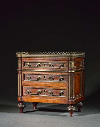 Mahogany doll’s or master’s chest with three...