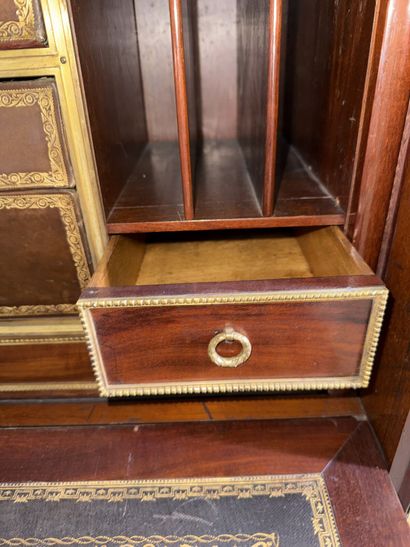 Mahogany and gilded bronze drop-leaf desk,...