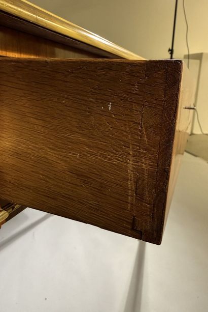 A small, flat desk made of rosewood and amaranth,...