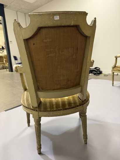A set of six armchairs and one sofa, made...