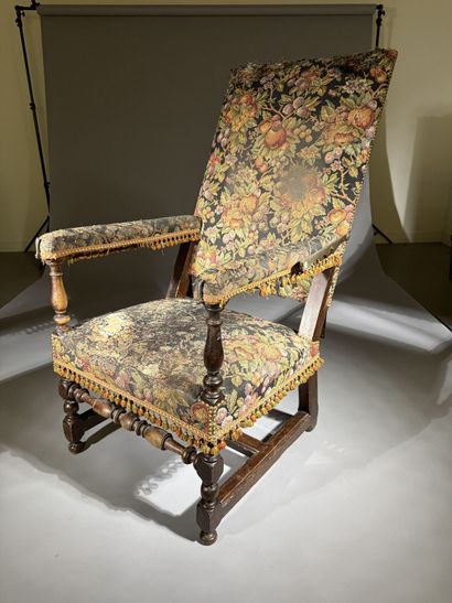 Stained walnut armchair with a reclining...
