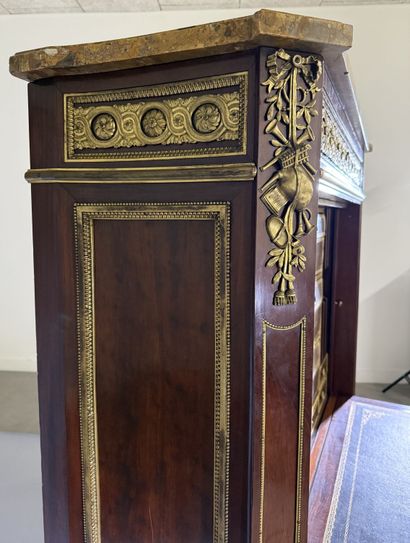 Mahogany and gilded bronze drop-leaf desk,...