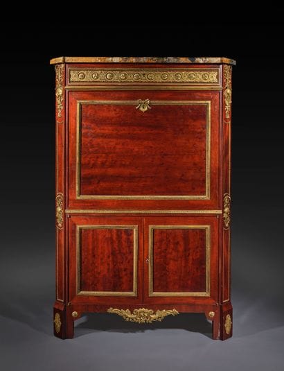 Mahogany and gilded bronze drop-leaf desk,...