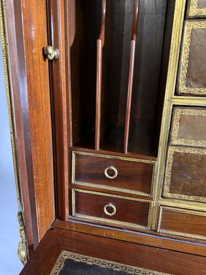 Mahogany and gilded bronze drop-leaf desk,...