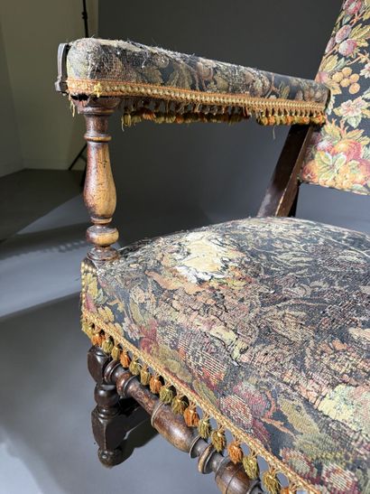 Stained walnut armchair with a reclining...