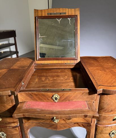Rosewood dressing table with three hinged...