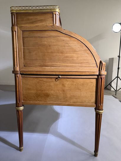 Mahogany cylinder-style secretary desk (on...