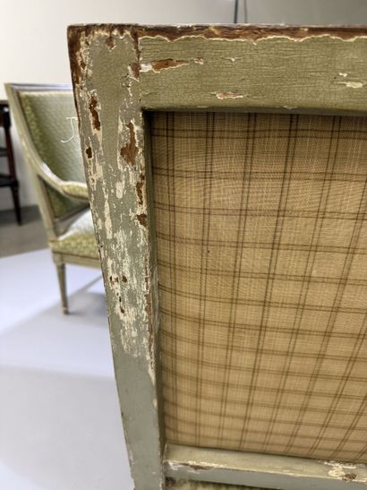 Pair of molded and painted beechwood armchairs...