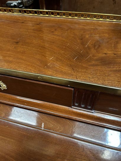 Mahogany cylinder-style secretary desk (on...