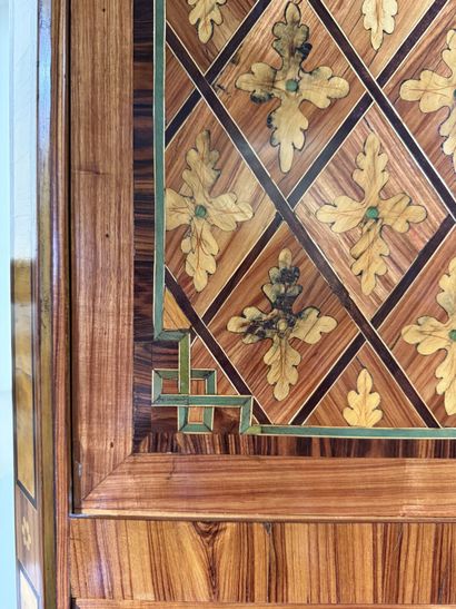A drop-top secretary desk in marquetry and...