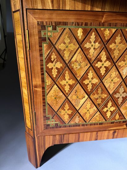 A drop-top secretary desk in marquetry and...