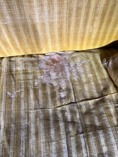 A set of six armchairs and one sofa, made...
