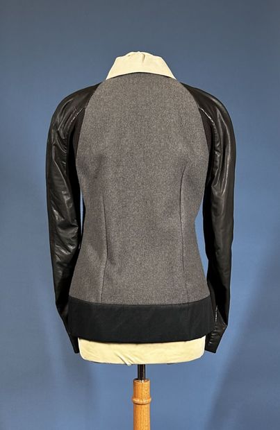 RICK OWENS 
Veste en patchwork de laine grise,...