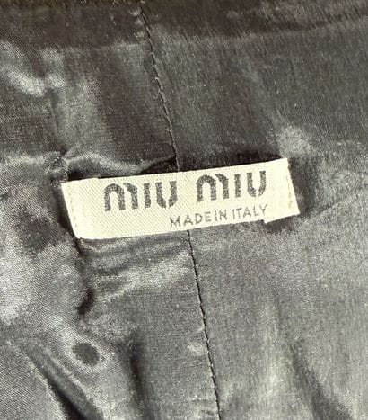 MIU MIU 
Veste 7/8e en cuir noir irisé argent,...