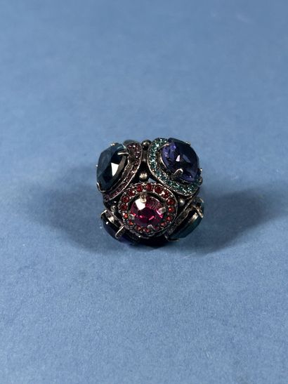 LANVIN 
Parure en métal argenté vernissé...