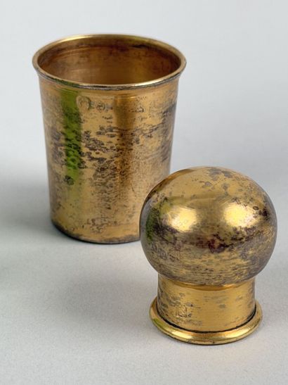 Enameled glass bottle decorated with flowers,...