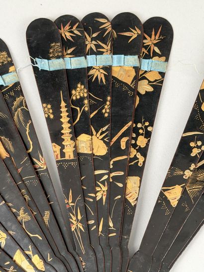 Chinese pagodas, China, 19th century 
Black-lacquered...