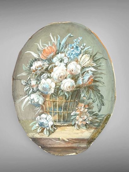 19th-century French school. 
Basket of flowers...