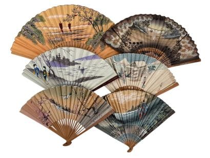 Six promotional fans, France, circa 1920–1940
Folded...