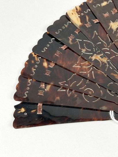 Two brown-scale broken-style fans, 19th and...