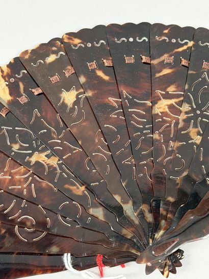 Two brown-scale broken-style fans, 19th and...