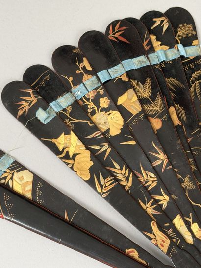 Chinese pagodas, China, 19th century 
Black-lacquered...