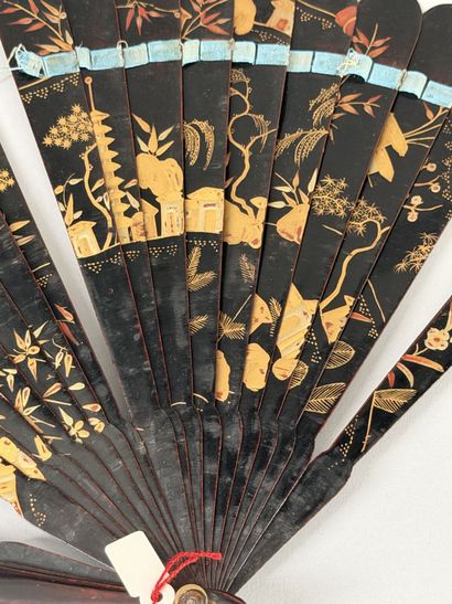 Chinese pagodas, China, 19th century 
Black-lacquered...