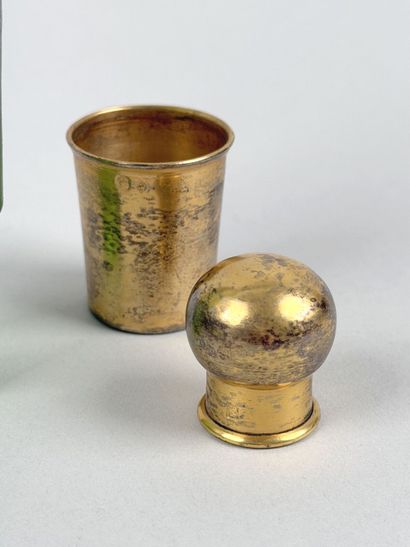 Enameled glass bottle decorated with flowers,...