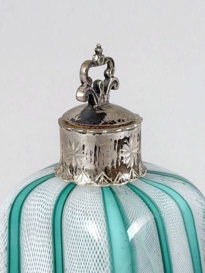 Two glass vials with filigree decoration,...