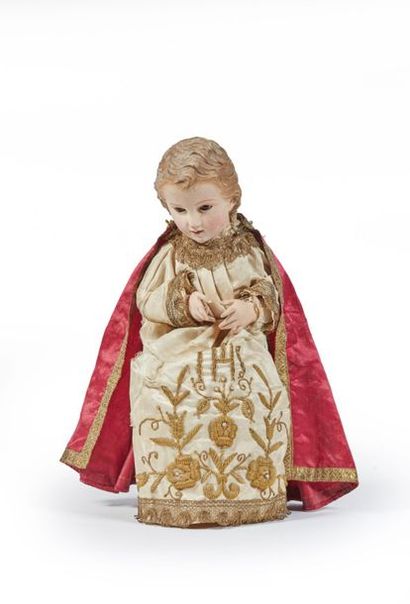 Santon représentant l'Enfant Jésus, en bois...