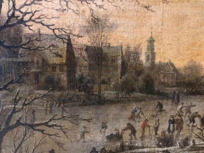 Attribué à Jan Abraham BEERSTRAETEN (1622-1666).
Patineurs...