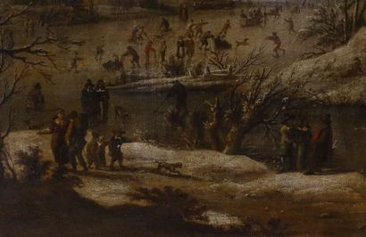 Attribué à Jan Abraham BEERSTRAETEN (1622-1666).
Patineurs...