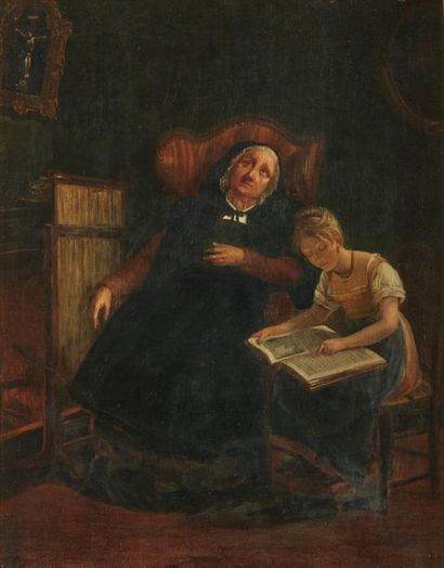École Française vers 1830.
La Lecture à la...