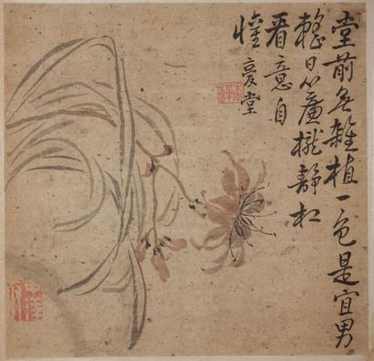 CHINE - XIXe siècle.
Ensemble de six peintures,...