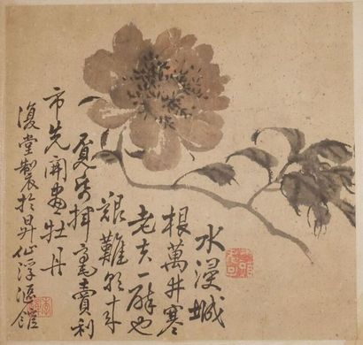 CHINE - XIXe siècle.
Ensemble de six peintures,...